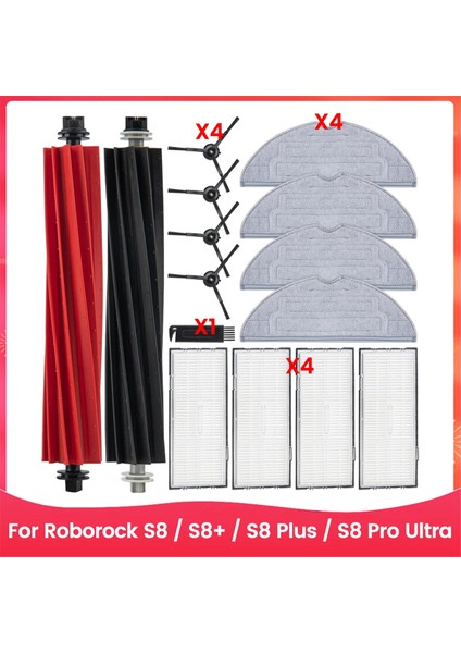 Roborock S8 / S8+ / S8 Plus / S8 Pro Ultra Robot Vakum Temizleyici Ana Yan Fırça Hepa Filtre Mop Bezi Için Aksesuarlar (Yurt Dışından)