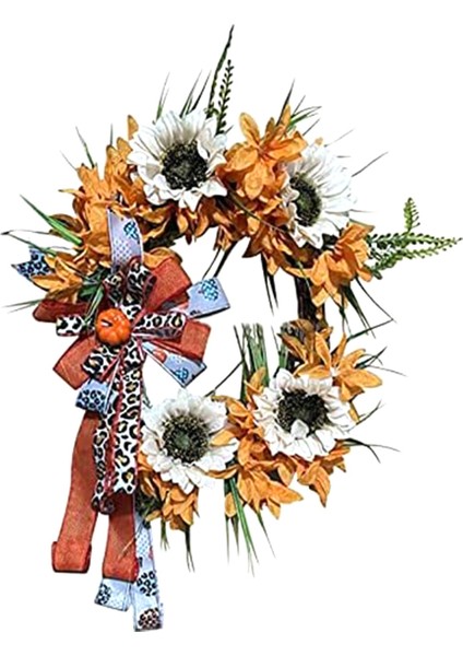 Farmhouse Sonbahar Dekoru Ön Kapı Için Çelenk - Rustik Kabak Çiçek Asma Sanat Süsleme - Sonbahar Noel Hasat (Yurt Dışından)