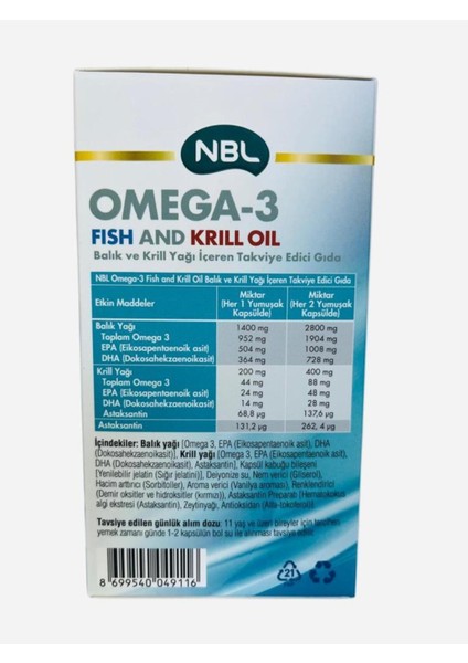Omega-3 Fish And Krill Oil 50 Kapsül fiyatları