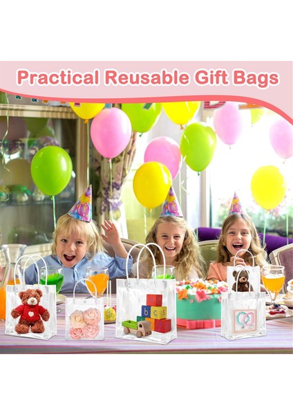 50 Adet Tutamaklı Hediye Çantaları Plastik Hediye Çantaları Şeffaf Yeniden Kullanılabilir Tote Çantalar Şekerleme Çantaları Düğün Için (Yurt Dışından) indirimleri