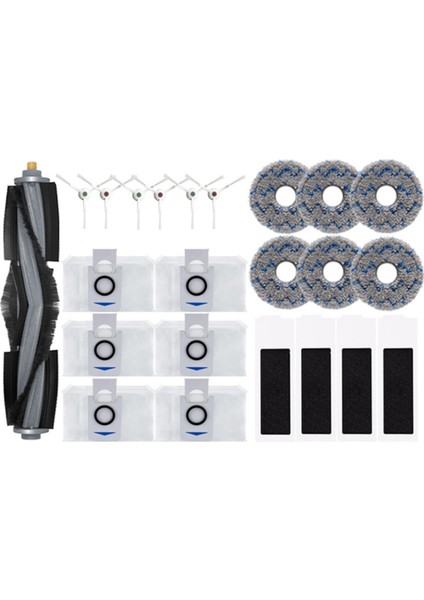 23PCS Ecovacs Deebot T20 Omnı / T20 Max / T20 Pro Vakum Süpürge Parçaları Ana Yan Fırça Mop Bezi Hepa Filtre Toz Çantası (Yurt Dışından)