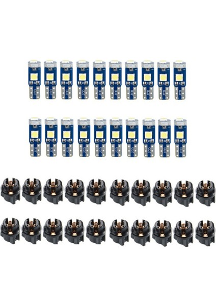 20PCS T5 Araba Gösterge Paneli Paneli Gösterge Göstergesi Için LED Işıklar, 3030-3SMD Işık Değiştirme Twist Kilit Soketi - Mavi (Yurt Dışından)