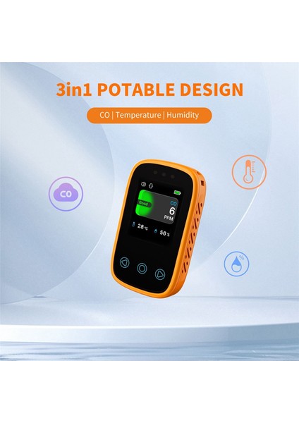 Seyahat Karbon Monoksit Dedektörü Şarj Edilebilir Co Alarm Taşınabilir Mini Kamp Çadır Alarmı Renkli Hd Ekran, Turuncu (Yurt Dışından) fırsatları
