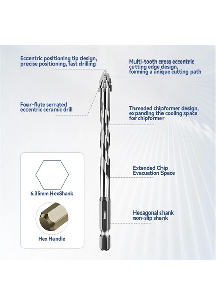 10PCS Yeni Dört Flüt Testere Dişi Eksantrik Matkap Biti Boyutu 5/6/8/10/10/12MM, Ahşap Mermer Metal Cam Seramik Duvar Karoları Için (Yurt Dışından) modelleri