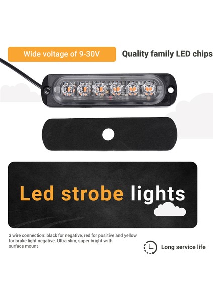 LED Acil Flaş Işıkları, Amber 6 LED Frose Uyarı Acil Durum Yanıp Sönen Işık Araba Kamyonu Yolu Atv Suv 2 Paket (Yurt Dışından) fırsatları