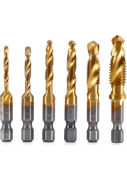 6pcs M3 M 4 M5 M6 M8 M10 Hex Shank Tıtanıum Kaplama Hss Vıda Ile Metrik Tap Matkak Biçler Vida Makine Taşına (Yurt Dışından)