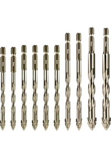10PCS Yeni Dört Flüt Testere Dişi Eksantrik Matkap Biti Boyutu 5/6/8/10/10/12MM, Ahşap Mermer Metal Cam Seramik Duvar Karoları B (Yurt Dışından)
