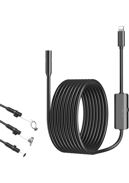 Endoskop Kamera IP67 Su Geçirmez 8mm Sert Tel Boru Hattı Muayene Borescope Ios iPhone 1m Için 8 Ayarlanabilir LED ile (Yurt Dışından)