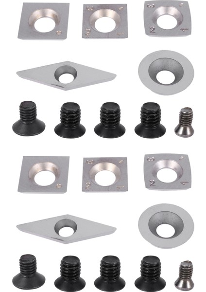 10 Adet Turning Karbür Kesici Ekler Kombinasyon Kombinasyonu Ahşap Turning Çalışma Torna Aracı Vida ile Set (Yurt Dışından)