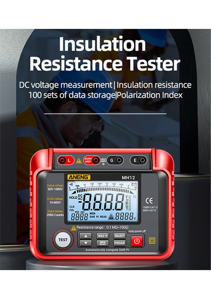 Aneng MH12 Yalıtım Dünya Direnç Test Cihazı Dijital Ölçer Ohm Ac Dc Voltaj Test Cihazı LCD Megohmeter Megger Voltmetre Araçı (Yurt Dışından) fiyatları