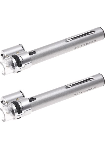 2 Adet 100X Mücevher Mücevher El Cepli LED Işıklar Miniscop Loupe Büyüteç Zoom (Yurt Dışından)