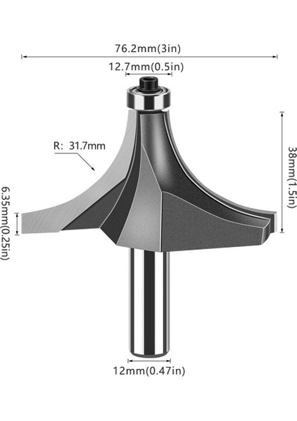 12MMX2-1/2 Şeytan Köşe Yuvarlak Tungsten Karbür Freze Kesici Ahşap Araçları (Yurt Dışından) indirimleri