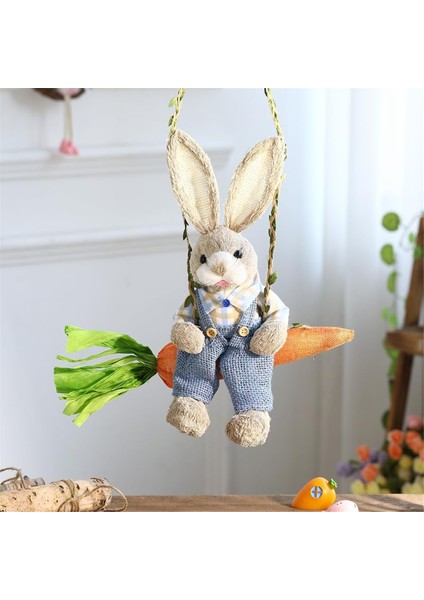 Paskalya Saman Tavşan Figürine, Havuç Salıncakta Saman Tavşan, Tavşan Heykeli Paskalya Tatil Ev Dekoru Için Süsleme Süslemesi B (Yurt Dışından) modelleri