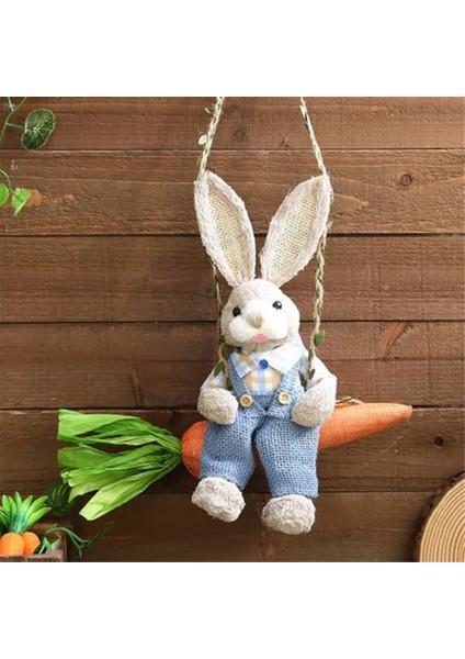 Paskalya Saman Tavşan Figürine, Havuç Salıncakta Saman Tavşan, Tavşan Heykeli Paskalya Tatil Ev Dekoru Için Süsleme Süslemesi B (Yurt Dışından) fırsatları
