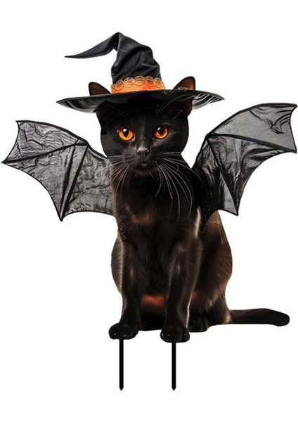 4pcs Cadılar Bayramı Dekorasyonları Dış Mekan Metal Kedi Dekoru Bahçesi Bahçesi Çim Süsleri (Yurt Dışından) modelleri