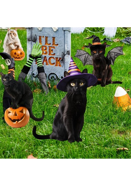 4pcs Cadılar Bayramı Dekorasyonları Dış Mekan Metal Kedi Dekoru Bahçesi Bahçesi Çim Süsleri (Yurt Dışından) indirimleri