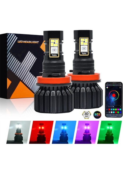 Araba LED Rgb Far Far Uygulaması Bluetooth Uyumlu Kontrol Çok Renk LED Sis Farları Ampuller, H8 H9 H11 (Yurt Dışından) fırsatları