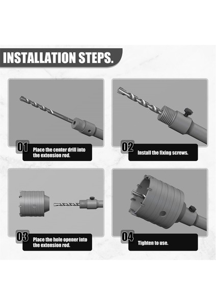 Sds Plus Çekiç Matkapları Duvar Deliği Testere Matkap Bit Set Kesici Aletleri Yuvarlak Şaftlı Beton Çimento Taş Delek Açıcı, 55MM (Yurt Dışından) indirimleri