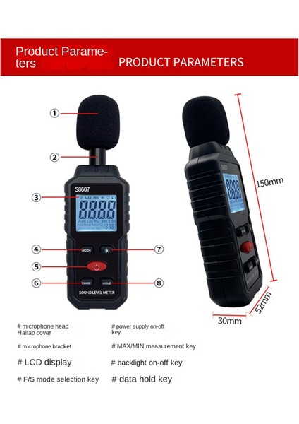 Dijital Ses Seviyesi Ölçer, Sınıf Home Street Için Ses Ölçer, Gürültü Ölçmek Için 30-130DBA Db Ölçer, Gürültü Desibel Okuyucu (Yurt Dışından) modelleri