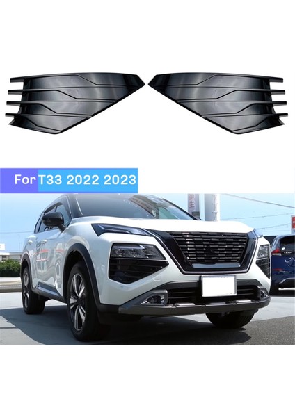 Nissan Rogue X-Trail T33 2022 2023 Siyah Ön Fog Işığı Tampon Kapağı Trim Foglight Dekorasyon Yuvarlak Çıkartma Stili (Yurt Dışından) fiyatları