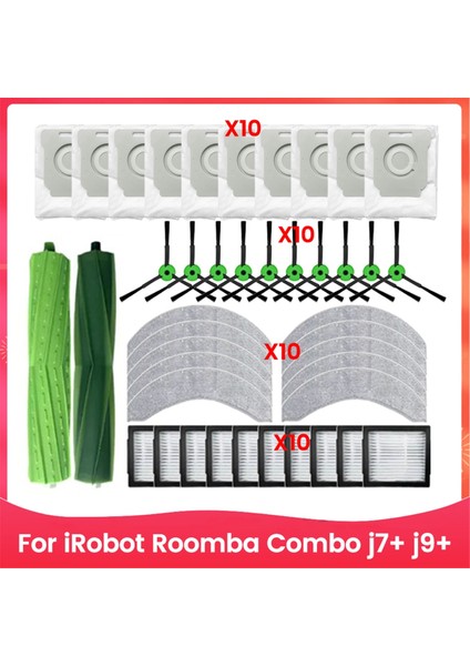 Irobot Roomba Için Combo J7+ J9+ Vakum Aksesuarları Yedek Parçalar Ana Fırça Yan Fırça Filtresi Mop Bez Toz Çanta (Yurt Dışından)