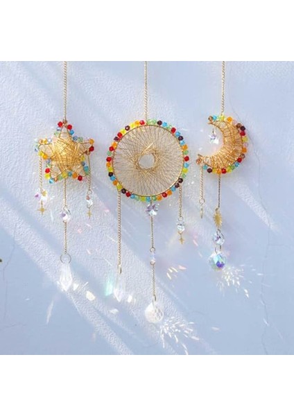 Kristal Suncatchers, El Yapımı Güneş Yakalayıcılar Kapalı Pencere, Güneş Şekli Örgü Açık Hava Asılı Dekorasyon (Yurt Dışından)