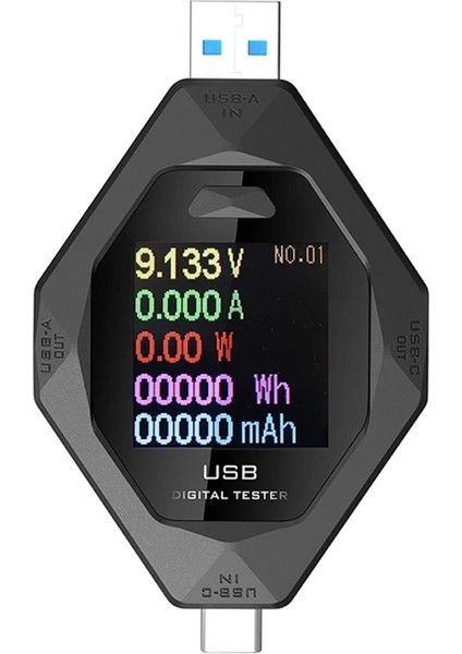 Yeni Çok Fonksiyonlu Voltaj Akım Güç Ölçer Tip-C &amp; USB 1.44 Inç Hızlı Şarj Güç Algılama Analizörü Test Araçları (Yurt Dışından)