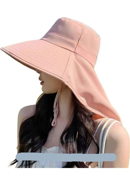 Kadınlar Için Buz Ipek Geniş Kenarlı Güneş Şapkası Güneş Koruması ve Uv Koruması Yeni Stil Boyun Şal Güneş Şapkası (Yurt Dışından)