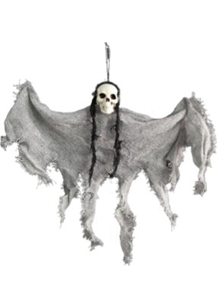 Kafatası Hayalet Cadılar Bayramı Dekorasyonları Perili Ev Partisi Korku Cazibesi Asma Pelerinler Mini Hayaletler Gri (Yurt Dışından)