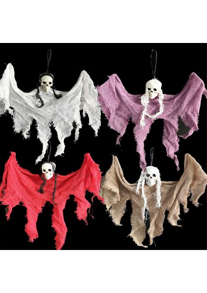 Kafatası Hayalet Cadılar Bayramı Dekorasyonları Perili Ev Partisi Korku Cazibesi Asma Pelerinler Mini Hayaletler Gri (Yurt Dışından) fırsatları