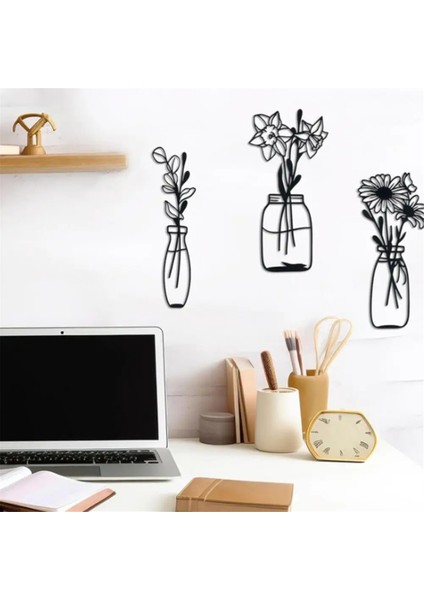 Metal Çiçek Duvarı Dekor 3pcs Çiçek Duvar Sanat Çiçek Vazo Duvar Dekorasyon Vazo Çiçekler Iç Dekor Sanat Duvar Ütü (Yurt Dışından) fiyatları