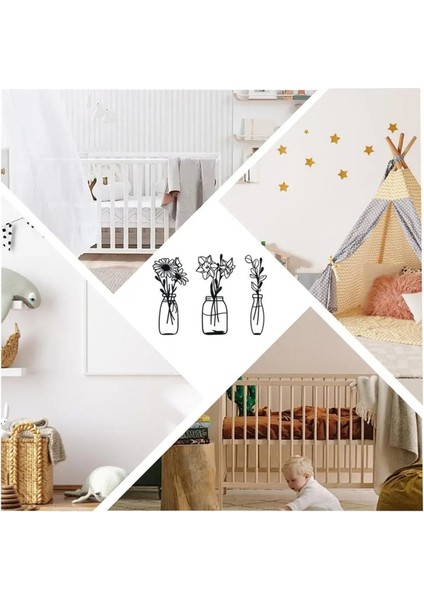 Metal Çiçek Duvarı Dekor 3pcs Çiçek Duvar Sanat Çiçek Vazo Duvar Dekorasyon Vazo Çiçekler Iç Dekor Sanat Duvar Ütü (Yurt Dışından) modelleri