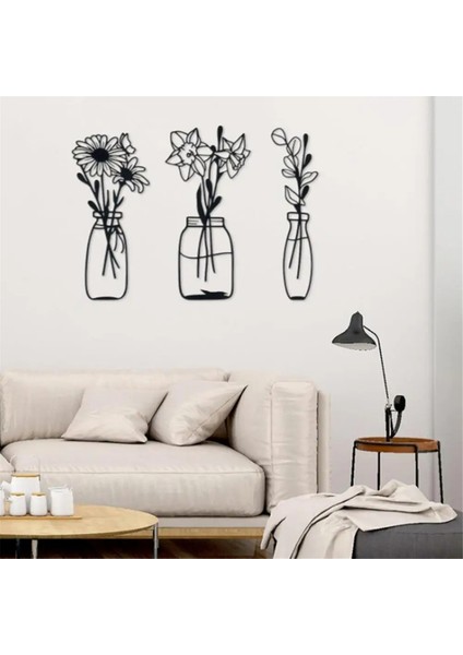 Metal Çiçek Duvarı Dekor 3pcs Çiçek Duvar Sanat Çiçek Vazo Duvar Dekorasyon Vazo Çiçekler Iç Dekor Sanat Duvar Ütü (Yurt Dışından) fırsatları