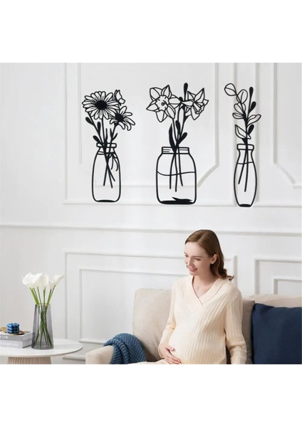 Metal Çiçek Duvarı Dekor 3pcs Çiçek Duvar Sanat Çiçek Vazo Duvar Dekorasyon Vazo Çiçekler Iç Dekor Sanat Duvar Ütü (Yurt Dışından) indirimleri