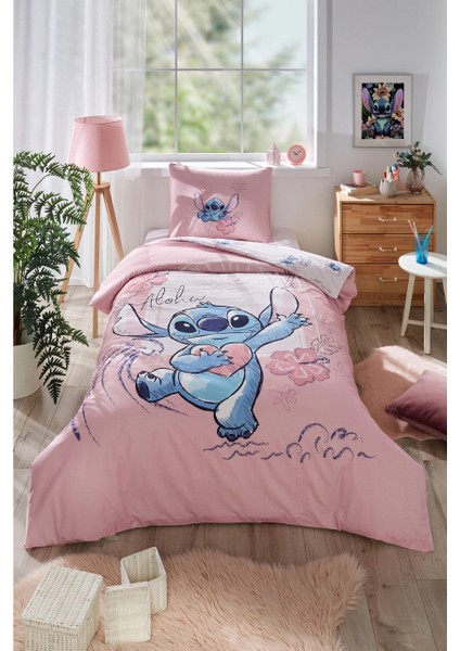 Stitch Aloha Tek Kişilik Disney Lisanslı Lastikli Çarşaf Çocuk Nevresim Takımı 7276 fırsatları