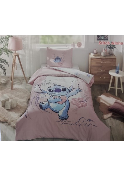 Stitch Aloha Tek Kişilik Disney Lisanslı Lastikli Çarşaf Çocuk Nevresim Takımı 7276 indirimleri