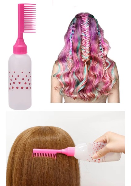 Yatay Model 150ML Saç Boyası Fırçası Taraklı Boş Şişe Aplikatör Boyama Şampuan Saç Yağı Bakım Tarağı