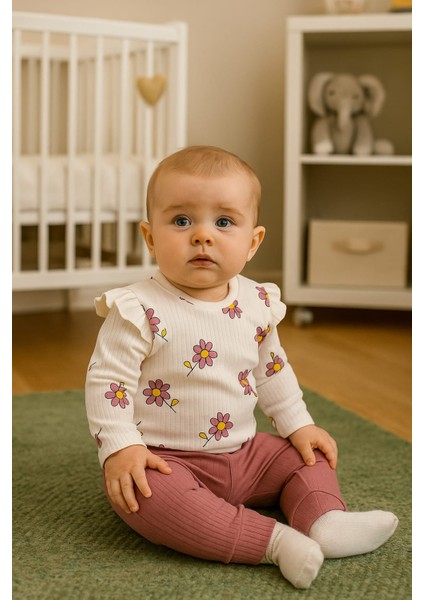 Kız Bebek Çiçekli Takım