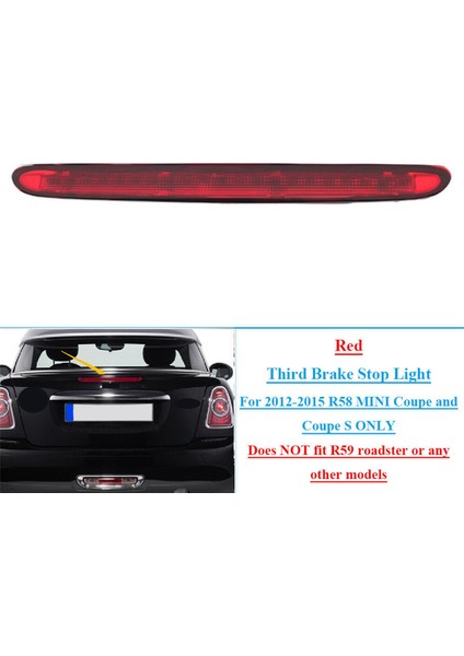 Siyah Araba Üçüncü Yüksek Seviye Fren Durdur Işığı Bmw R58 Mini Coupe ve Coupe S 2012-2015 63252758940 (Yurt Dışından)