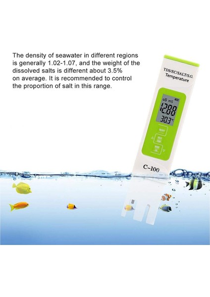 5 Portatif Tuzluluk/sıcaklık/tds/ec Dijital Deniz Suyu Kalitesi Test Cihazı Havuz ve Akvaryumlar ve Tuzlu Su ve Içecek Suyu (Yurt Dışından) indirimleri