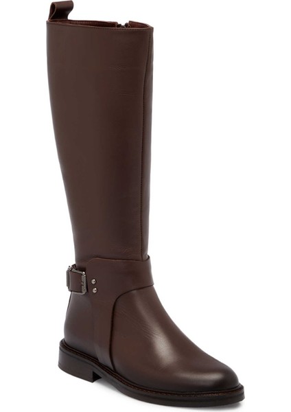 Kahve Hakiki Deri Kadın Klasik Çizme - K24K1CM67629-A24