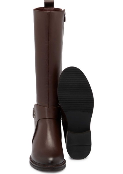 Kahve Hakiki Deri Kadın Klasik Çizme - K24K1CM67629-A24 fırsatları