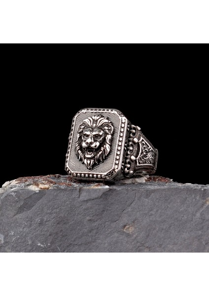 925 Ayar Gümüş Aslan Motifli Erkek Yüzük fiyatları