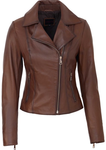 Taba Hakiki Deri Kadın Hakiki Deri Biker Mont - K25KDM320479-R46