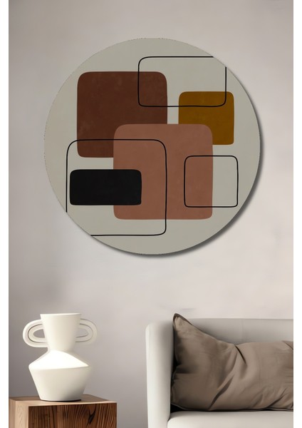 Dekoratif Ahşap Yuvarlak Tablo Geometrik Kompozisyon