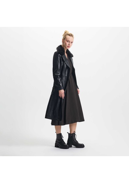 Siyah Hakiki Deri Kadın Hakiki Deri Trençkot - K25KDM320477-Q3H modelleri