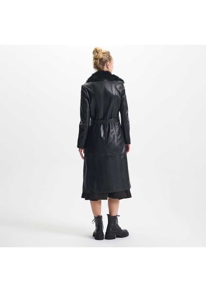 Siyah Hakiki Deri Kadın Hakiki Deri Trençkot - K25KDM320477-Q3H fırsatları