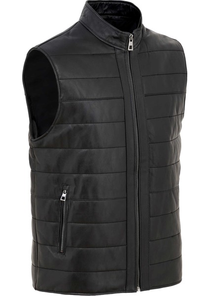 Siyah Hakiki Deri Erkek Hakiki Deri Yelek - E25KDY310616-Q3H fiyatları