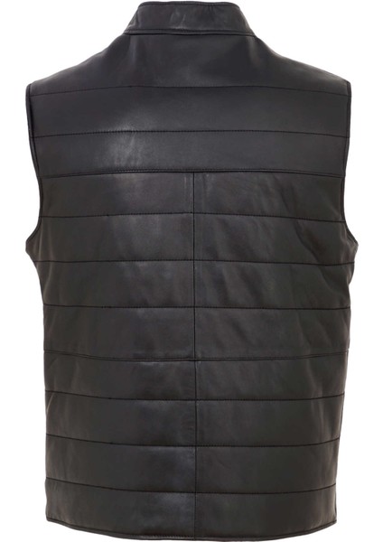 Siyah Hakiki Deri Erkek Hakiki Deri Yelek - E25KDY310616-Q3H fırsatları