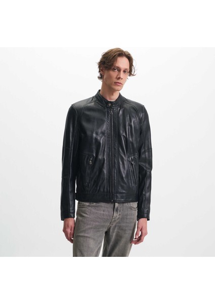 Siyah Hakiki Deri Erkek Hakiki Deri Mont - E25KDM310605-Q3H modelleri